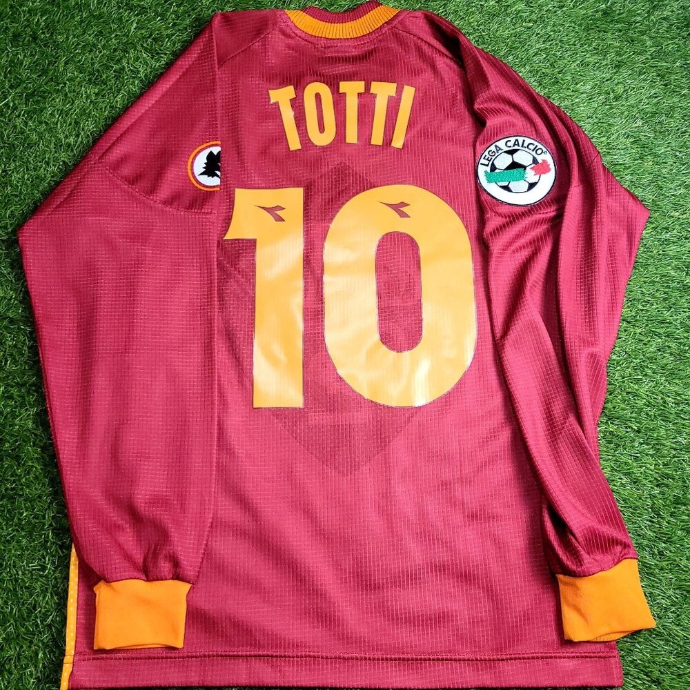 Totti As Roma Diadora 1997 1998 Long Sleeve Home KARDASHIAN Soccer Jersey M